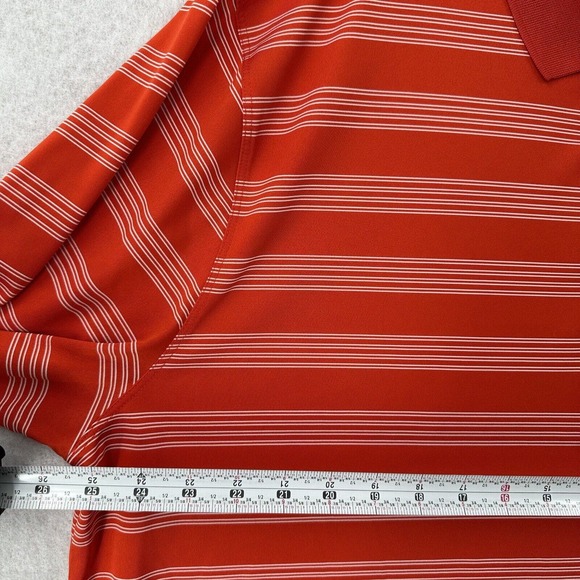 Nike Dri Fit Polo Shirt Mens XXL Orange Striped Short‎ Sleeve Golf Performance - Picture 7 of 8